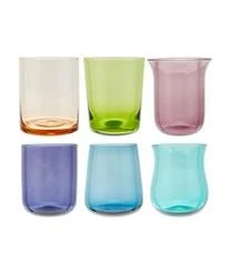 Bitossi Home Mundgeblasene Wassergläser Diseguale In Unterschiedlichen Farben Und Formen, 6 Stück