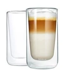 Blomus Doppelwandige Glas-Kaffeebecher Nero, 2 Stück