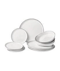 Broste Copenhagen Handgemachtes Geschirr-Set Salt Aus Porzellan, 4 Personen (12-tlg.)