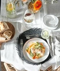 Broste Copenhagen Handgemachtes Geschirr-Set Salt Aus Porzellan, 4 Personen (12-tlg.) -Bloomingville sales 1578936