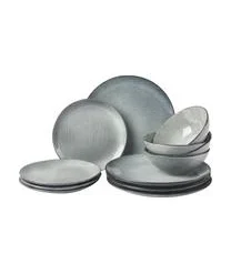 Broste Copenhagen Handgemachtes Geschirr-Set Nordic Sea, 4 Personen (12-tlg.)