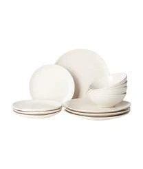 Broste Copenhagen Handgemachtes Geschirr-Set Nordic Vanilla, 4 Personen (12-tlg.)