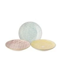 Bloomingville Handbemalter Brotteller Patrizia Mit Verspieltem Muster, 3er-Set