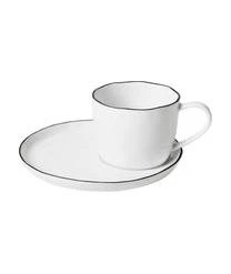 Broste Copenhagen Handgemachte Tasse Mit Untertasse Salt Aus Porzellan