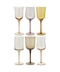 Bitossi Home Mundgeblasene Weingläser Diseguale In Unterschiedlichen Farben Und Formen, 6 Stück