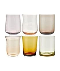 Bitossi Home Mundgeblasene Wassergläser Diseguale In Unterschiedlichen Farben Und Formen, 6 Stück