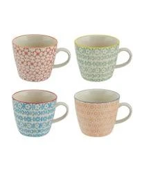 Bloomingville Tassen Carla Mit Kleinem Muster, 4er-Set