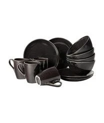 Broste Copenhagen Handgemachtes Frühstücks-Set Nordic Coal, 4 Personen (12-tlg.)