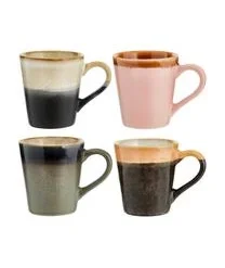 HKliving Handgemachte Espressotassen 70's, 4er-Set