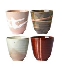 HKliving Handgemachte Becher Yunomi, 4er-Set