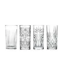 RCR Kristall-Longdrinkgläser Bichiera Mit Relief, 4er-Set