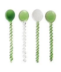 HKliving Kleine Glas-Löffel Emeralds, 4 Stück