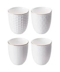 Tokyo Design Studio Handgemachte Porzellan-Becher Nippon Mit Struktur Und Goldrand, 4-er Set