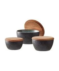 BITZ Aufbewahrungsschalen-Set Gasper Mit Holzdeckel, 3-tlg.
