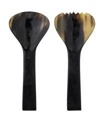 Bloomingville Schwarzes Salatbesteck Aviaja Aus Horn, 2er-Set