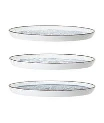 Bloomingville Handgemachte Frühstücksteller Molly Mit Blauem Blumenmuster, 3er-Set -Bloomingville sales 1710648