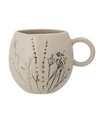 Bloomingville Handgemachte Tassen Bea Mit Gräser-Motiv Und Craquelé Glasur, 2 Stück