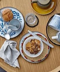 Bloomingville Handgemachte Frühstücksteller Molly Mit Blauem Blumenmuster, 3er-Set -Bloomingville sales 1710819