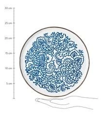 Bloomingville Handgemachte Frühstücksteller Molly Mit Blauem Blumenmuster, 3er-Set -Bloomingville sales 1712754